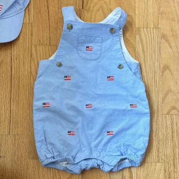 Janie and Jack Light Blue Infant Overalls, Shoes, Hat - Picture 5 of 10